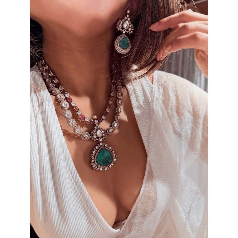ILLUMINATE JEWELLERY Raani Multicolor Necklace with Earrings