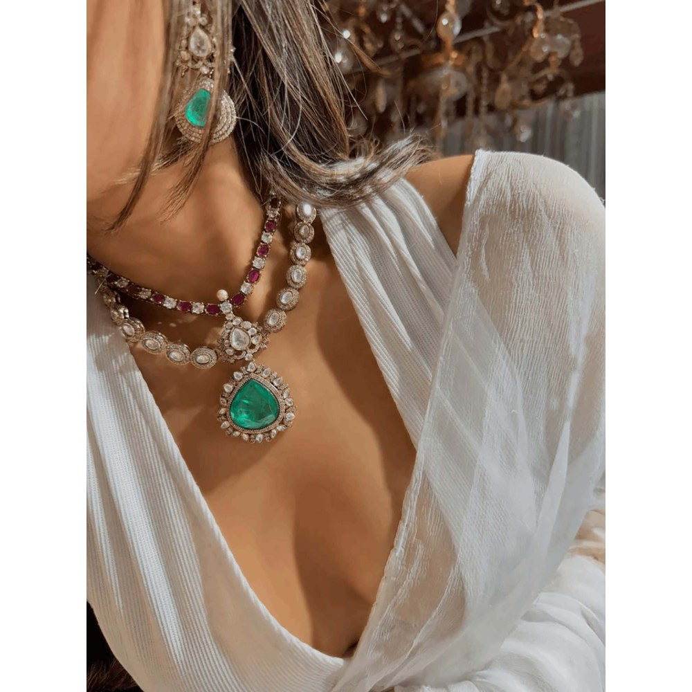 ILLUMINATE JEWELLERY Raani Multicolor Necklace with Earrings