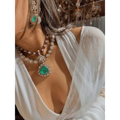ILLUMINATE JEWELLERY Raani Multicolor Necklace with Earrings