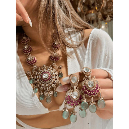 ILLUMINATE JEWELLERY Bekhoob Multicolor Necklace with Earrings