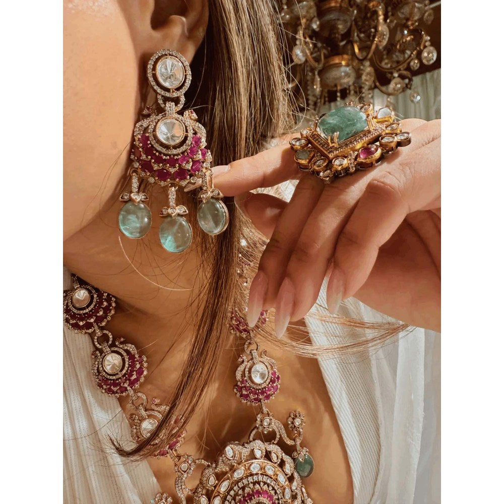 ILLUMINATE JEWELLERY Bekhoob Multicolor Necklace with Earrings