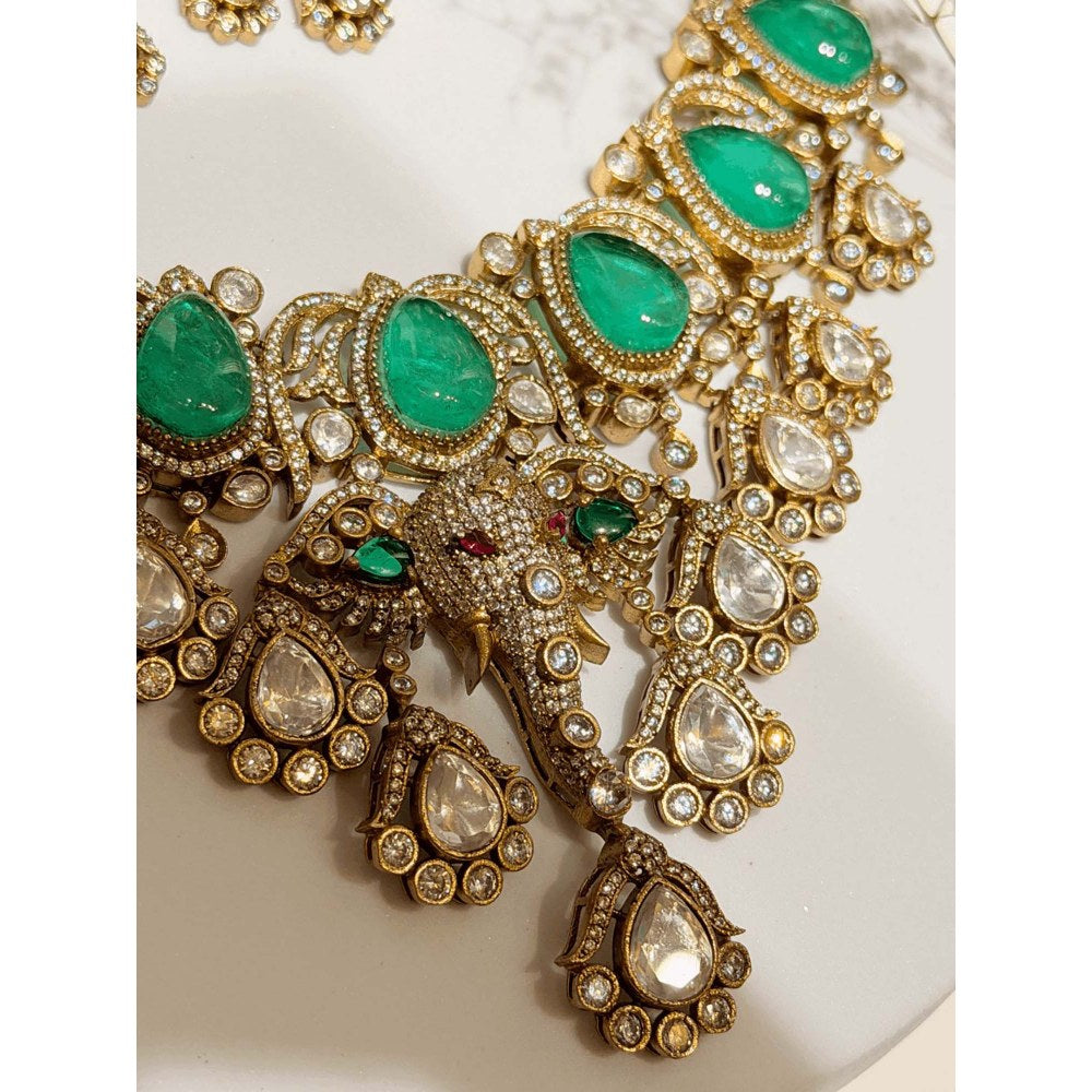 ILLUMINATE JEWELLERY Elephant Headed Necklace with Earrings