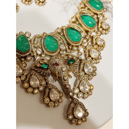 ILLUMINATE JEWELLERY Elephant Headed Necklace with Earrings