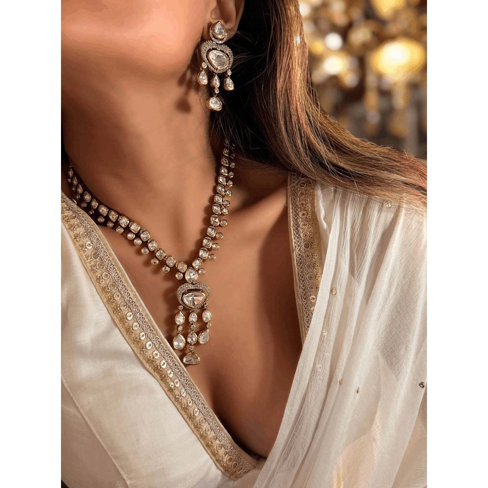 ILLUMINATE JEWELLERY Moissanite Pendant Necklace with Earrings