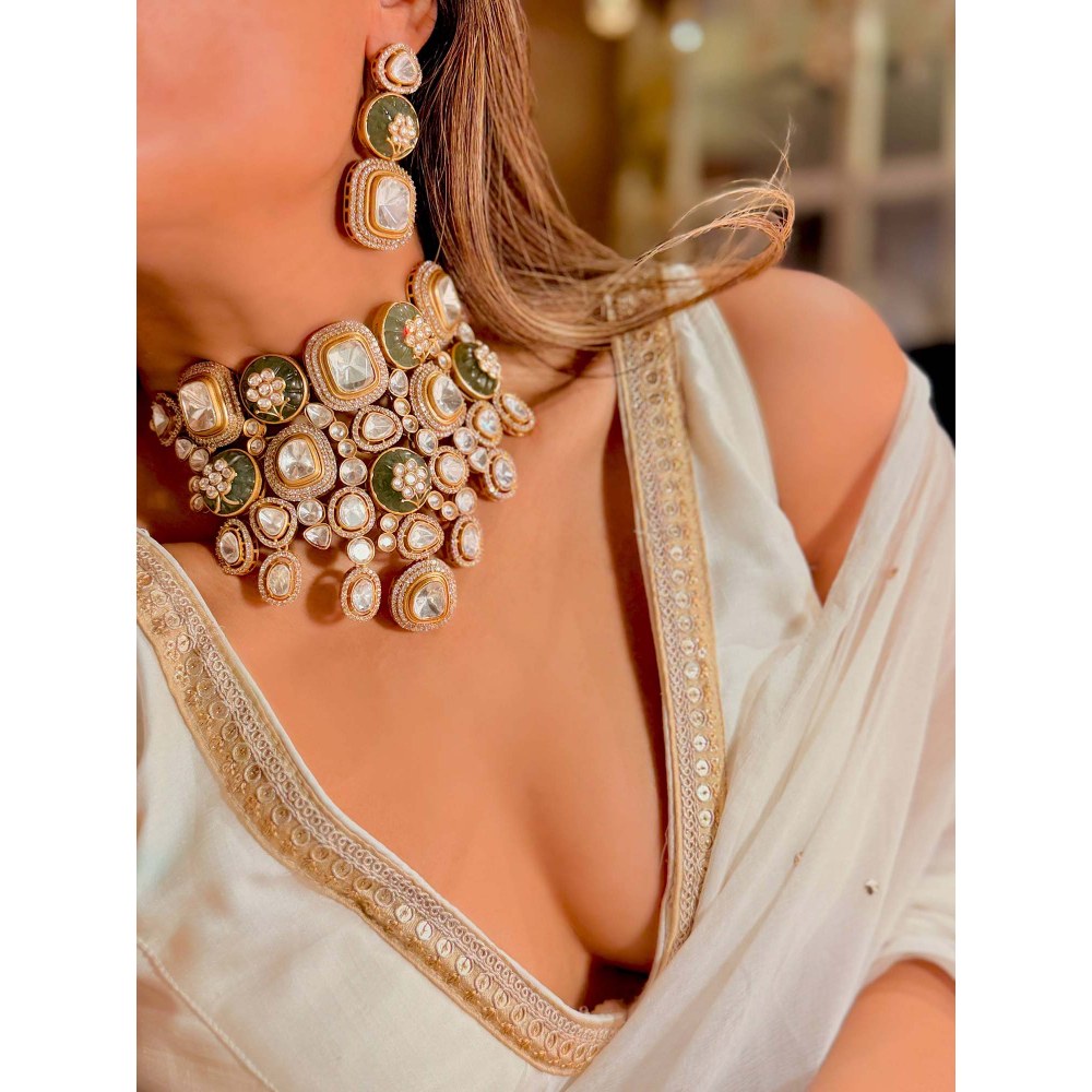 ILLUMINATE JEWELLERY Gulmarg Multicolor Necklace with Earrings