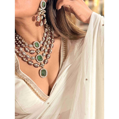 ILLUMINATE JEWELLERY Ridhima Multicolor Necklace with Earrings