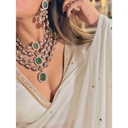ILLUMINATE JEWELLERY Ridhima Multicolor Necklace with Earrings