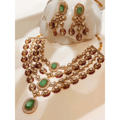 ILLUMINATE JEWELLERY Ridhima Multicolor Necklace with Earrings