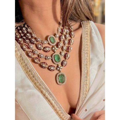 ILLUMINATE JEWELLERY Ridhima Multicolor Necklace with Earrings