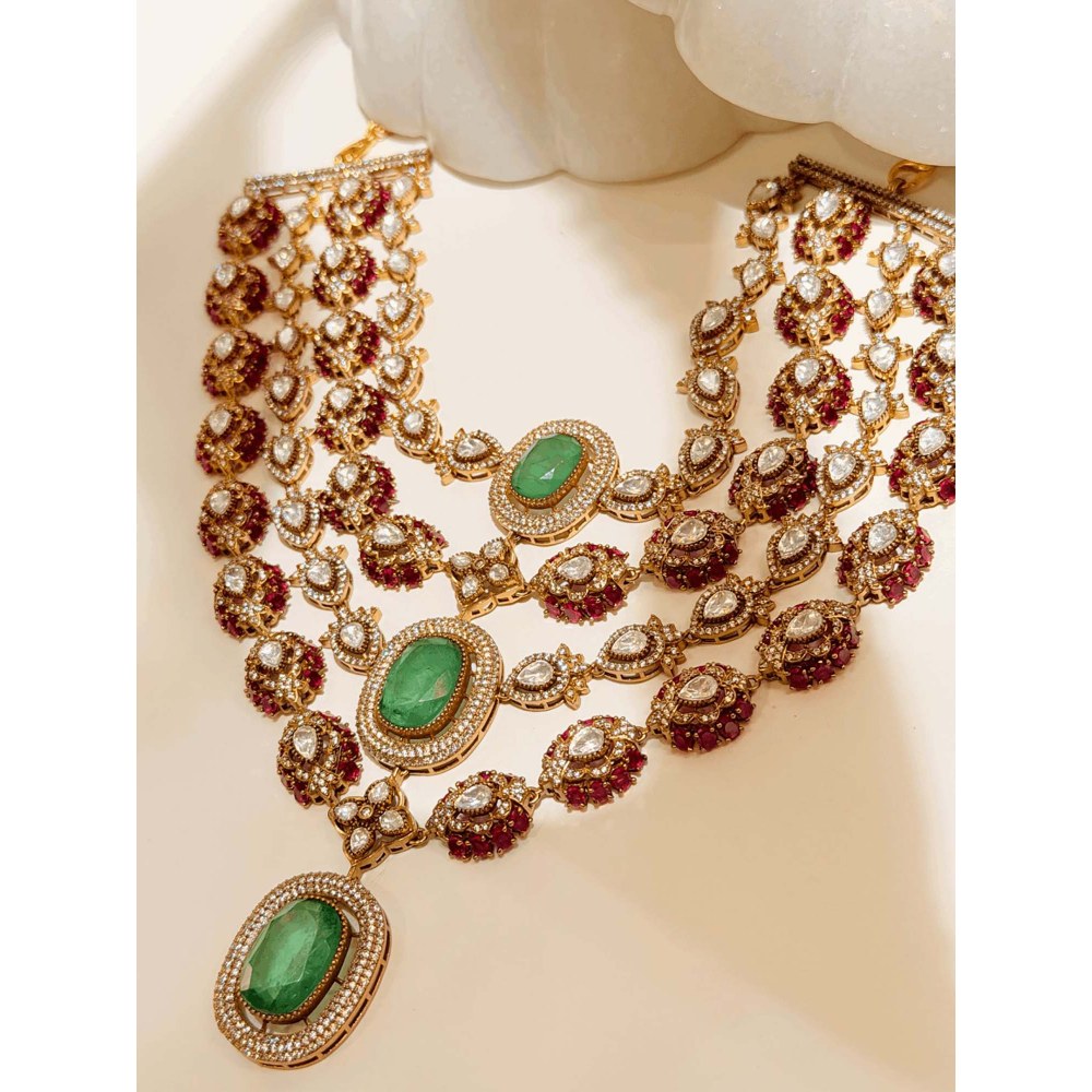 ILLUMINATE JEWELLERY Ridhima Multicolor Necklace with Earrings