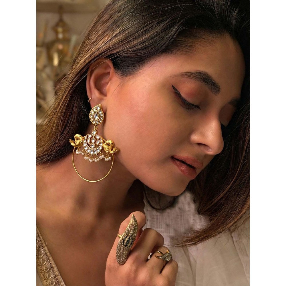 ILLUMINATE JEWELLERY Chandbali White Stone Earrings