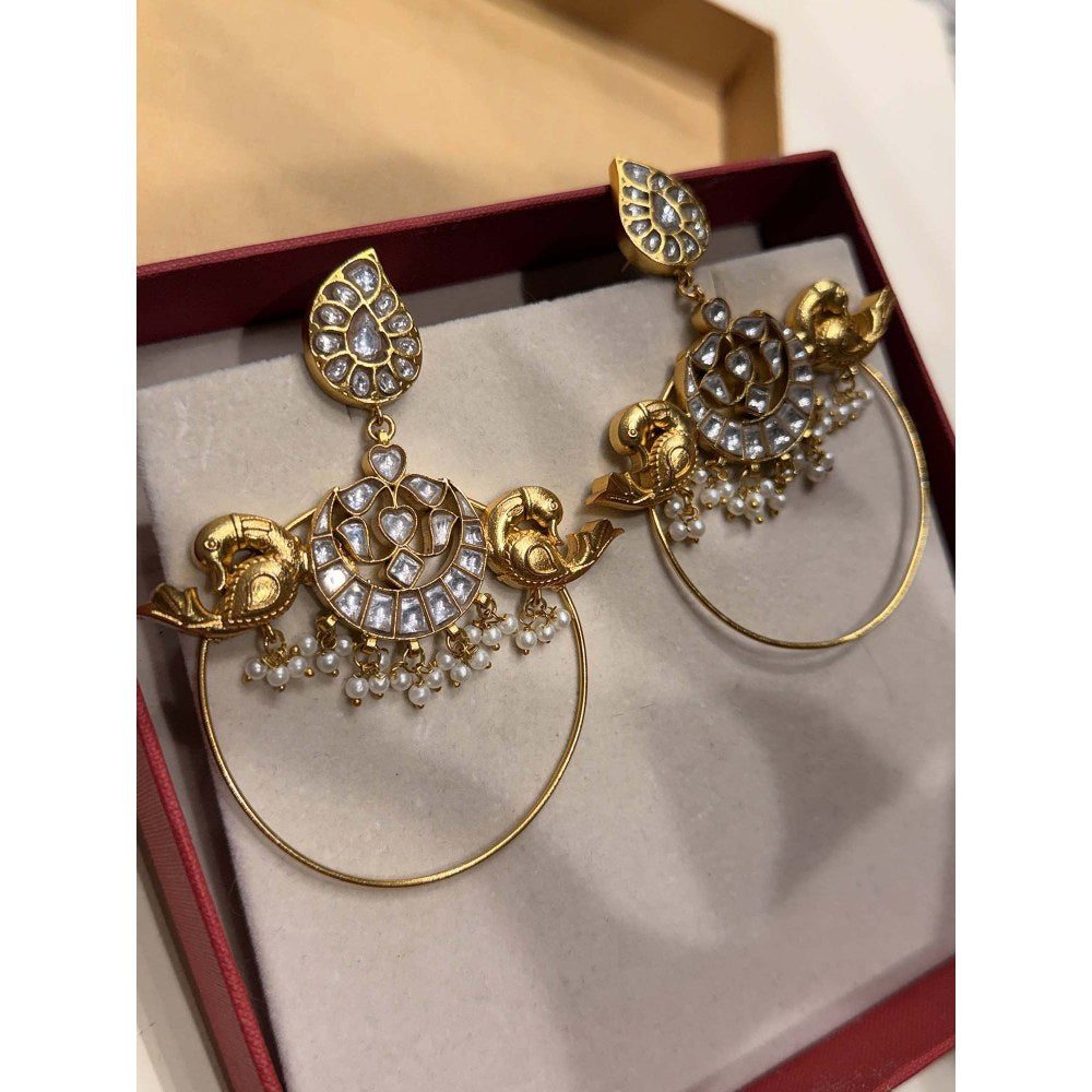 ILLUMINATE JEWELLERY Chandbali White Stone Earrings