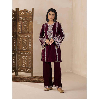 Inej Maroon Kashmiri Kurti with Pant (Set of 2)