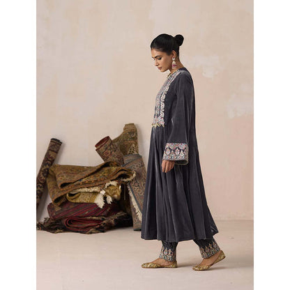 Inej Grey Kali Anarkali Kurta with Salwar (Set of 2)