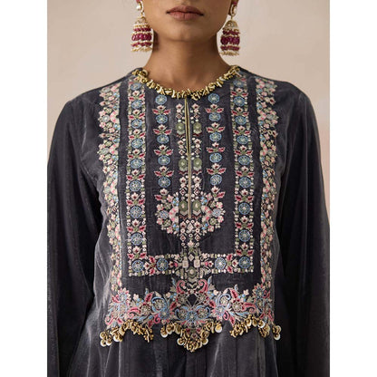 Inej Grey Kali Anarkali Kurta with Salwar (Set of 2)