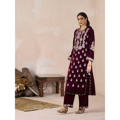 Inej Maroon Straight Kurta with Pant (Set of 2)