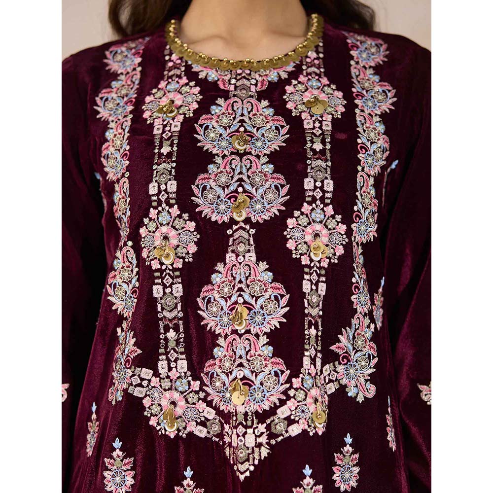 Inej Maroon Straight Kurta with Pant (Set of 2)