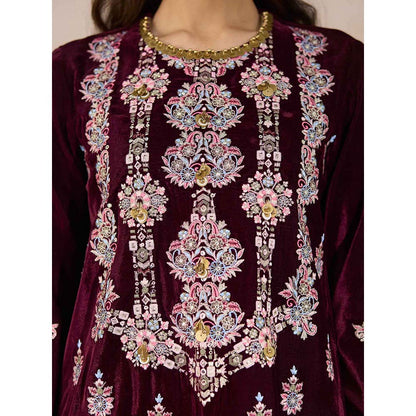 Inej Maroon Straight Kurta with Pant (Set of 2)