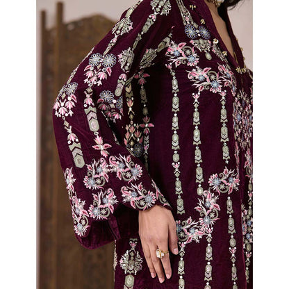 Inej Maroon Inej Kurti with Pant Co-Ord (Set of 2)