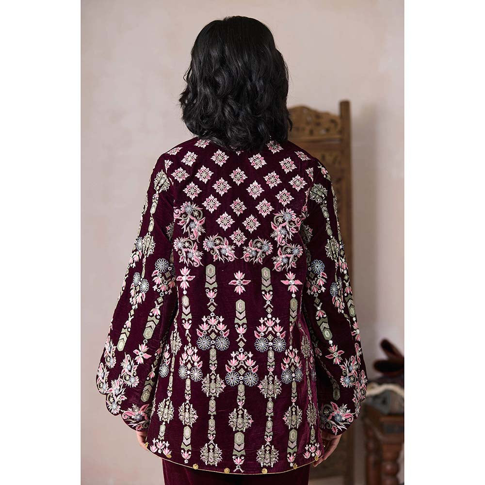 Inej Maroon Inej Kurti with Pant Co-Ord (Set of 2)
