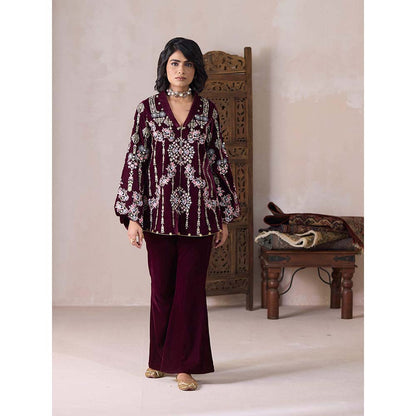Inej Maroon Inej Kurti with Pant Co-Ord (Set of 2)