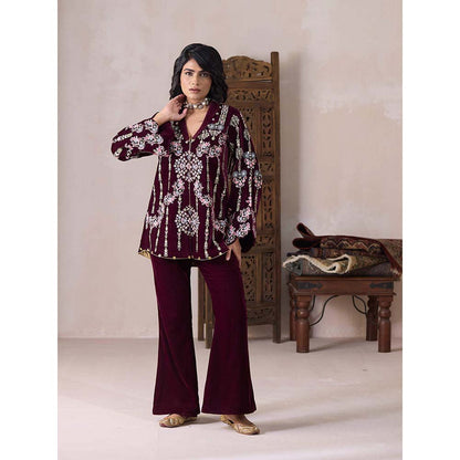 Inej Maroon Inej Kurti with Pant Co-Ord (Set of 2)