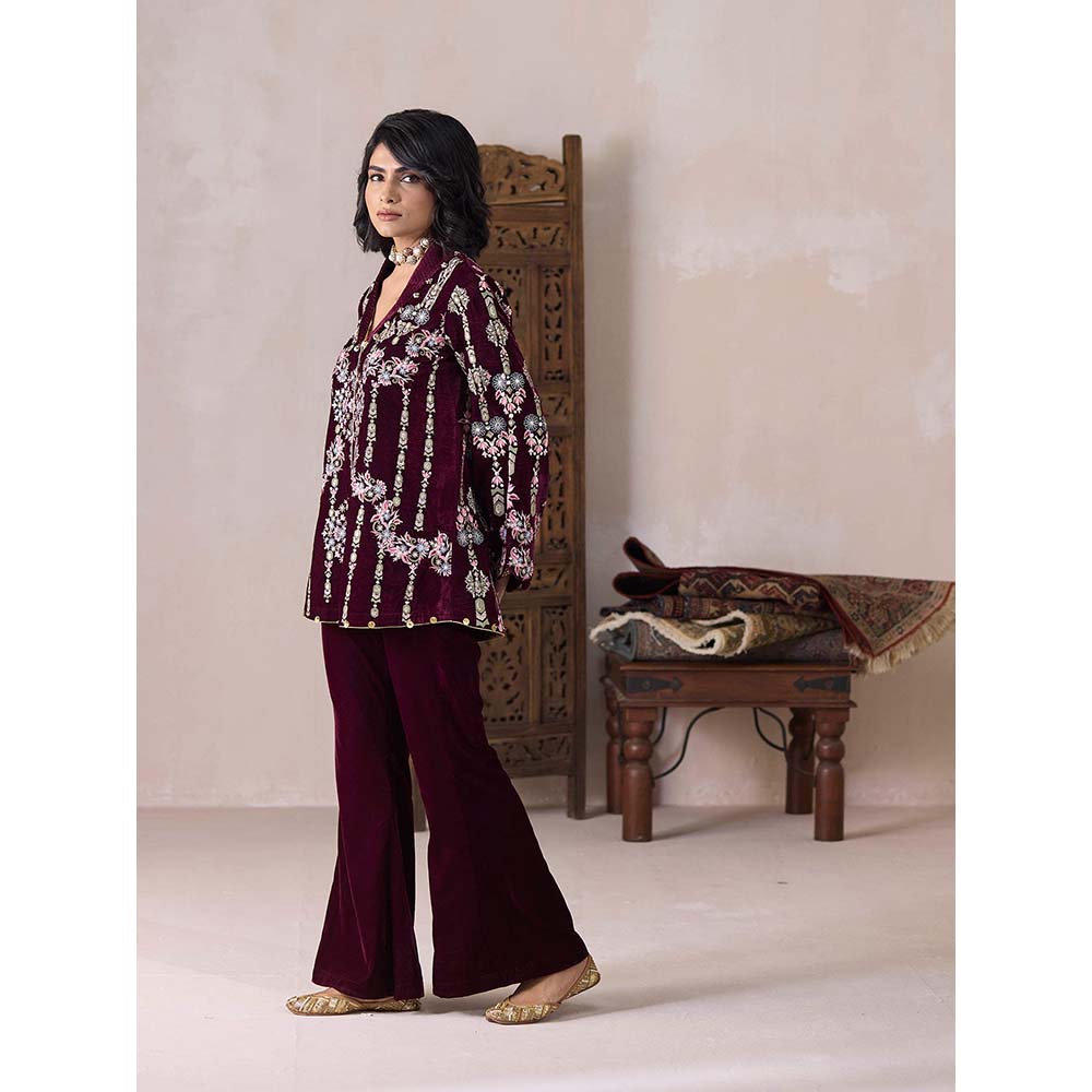 Inej Maroon Inej Kurti with Pant Co-Ord (Set of 2)