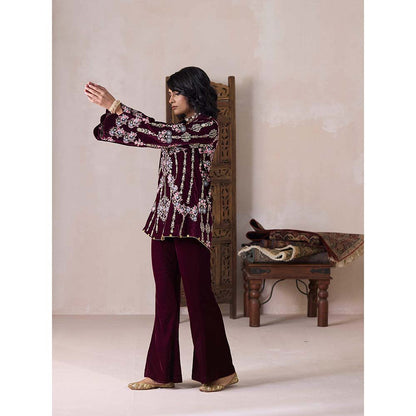 Inej Maroon Inej Kurti with Pant Co-Ord (Set of 2)