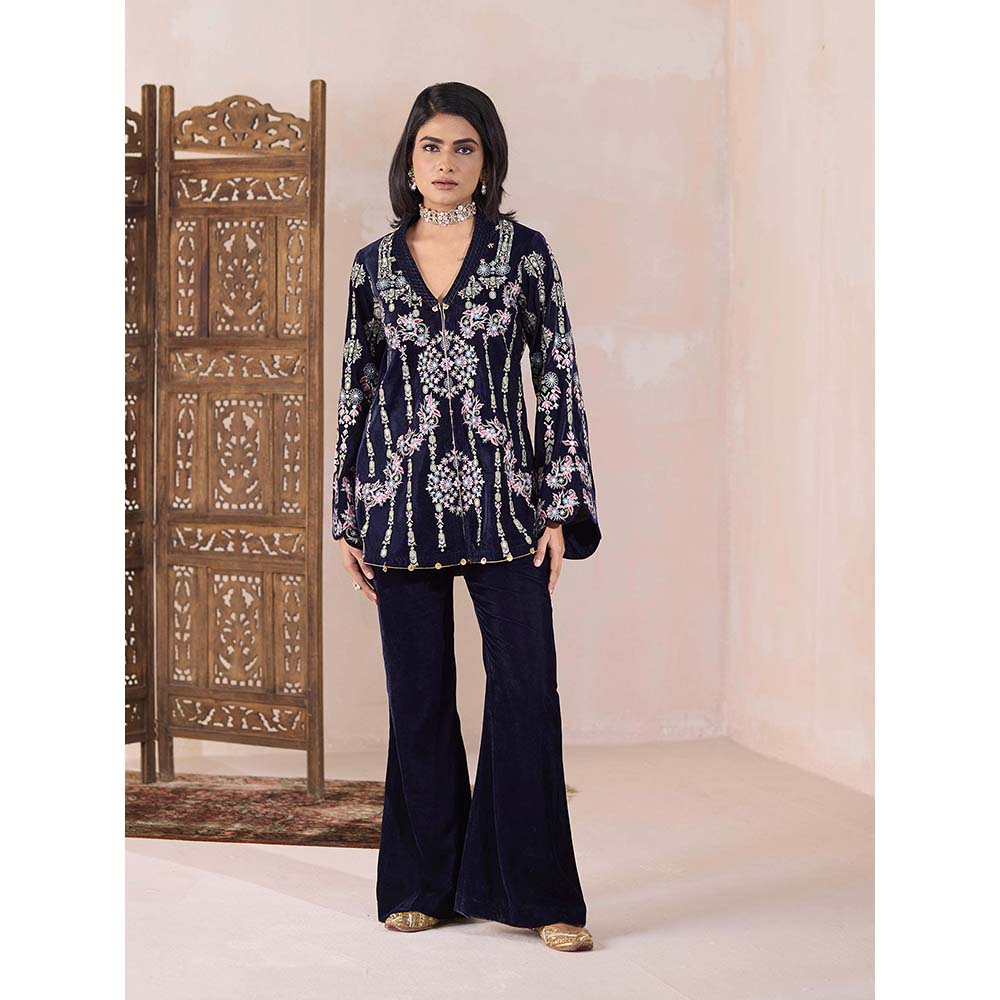 Inej Navy Blue Inej Kurti with Pant Co-Ord (Set of 2)