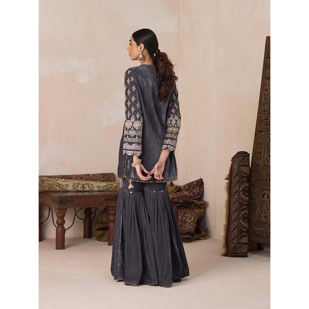 Inej Grey Short Kurti with Sharara (Set of 2)
