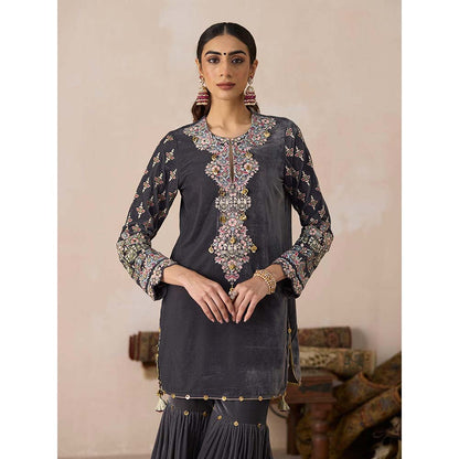 Inej Grey Short Kurti with Sharara (Set of 2)
