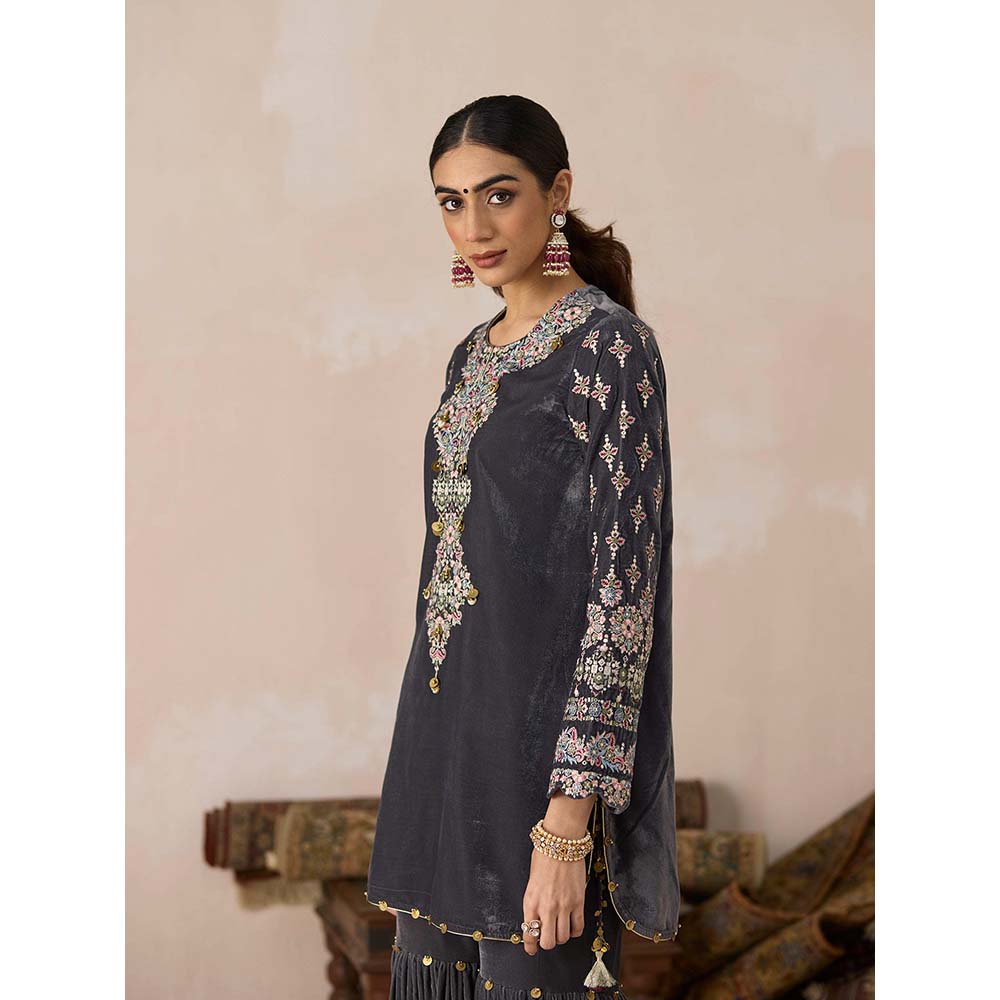 Inej Grey Short Kurti with Sharara (Set of 2)