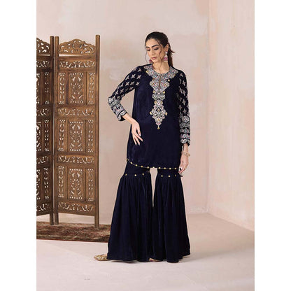Inej Navy Blue Short Kurti with Sharara (Set of 2)
