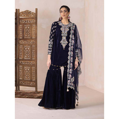 Inej Navy Blue Short Kurti with Sharara (Set of 2)