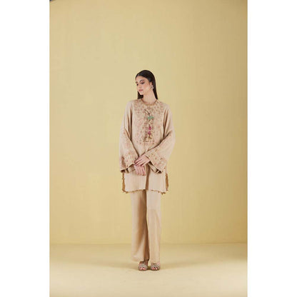 Inej Kashmiri Kurta in Beige with Pant (Set of 2)