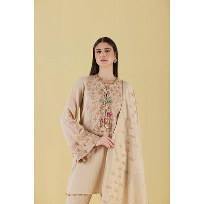 Inej Kashmiri Kurta in Beige with Pant (Set of 2)