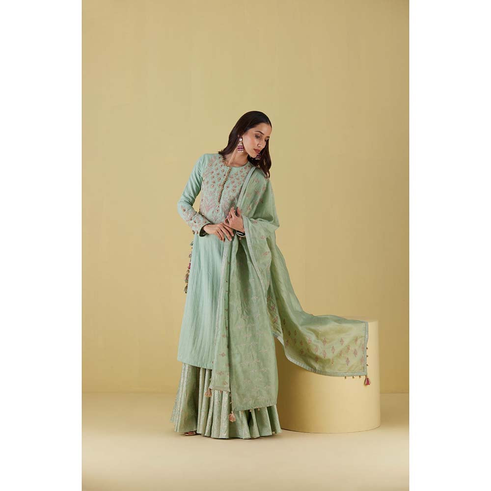 Inej Kurta Straight Sea Green Mint with Pant (Set of 2)
