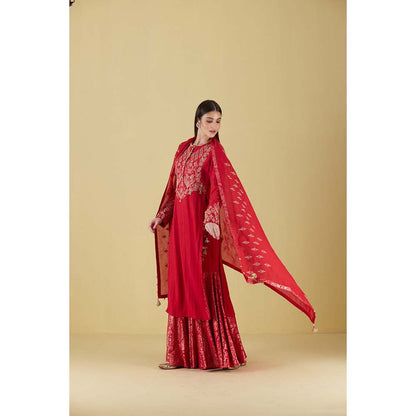 Inej Kurta Straight Red with Pant (Set of 2)