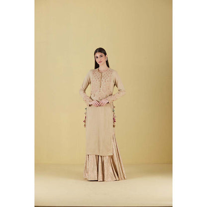 Inej Kurta Straight Beige with Pant (Set of 2)