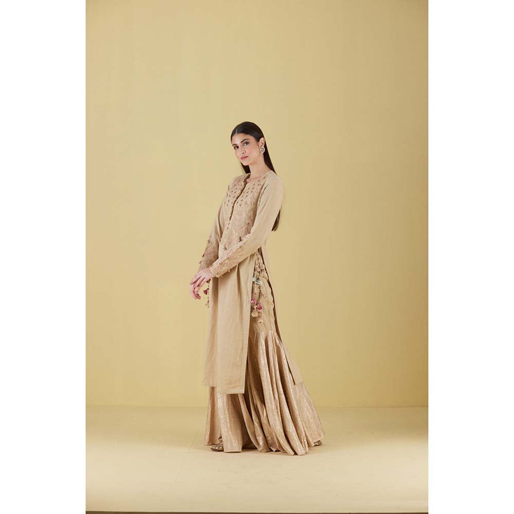 Inej Kurta Straight Beige with Pant (Set of 2)