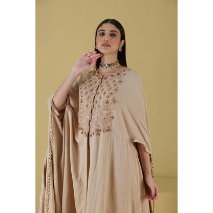 Inej Kurta Cape Beige with Pant (Set of 2)