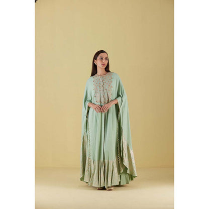 Inej Kurta Cape Sea Green Mint with Pant (Set of 2)