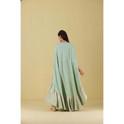 Inej Kurta Cape Sea Green Mint with Pant (Set of 2)