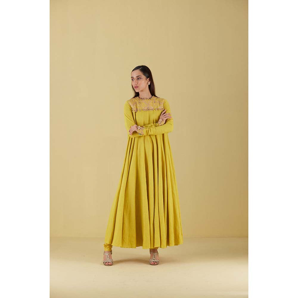 Inej Kurta Long Kali Corn Yellow with Pant (Set of 2)