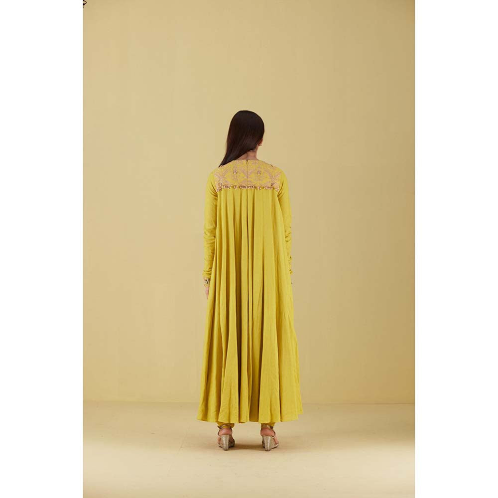 Inej Kurta Long Kali Corn Yellow with Pant (Set of 2)