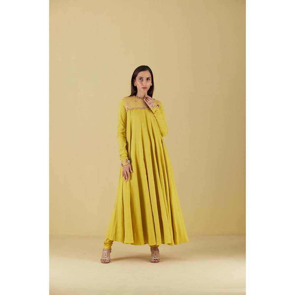 Inej Kurta Long Kali Corn Yellow with Pant (Set of 2)