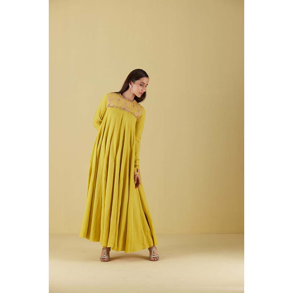 Inej Kurta Long Kali Corn Yellow with Pant (Set of 2)