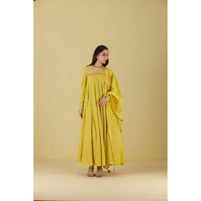 Inej Kurta Long Kali Corn Yellow with Pant (Set of 2)