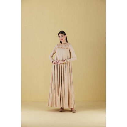 Inej Kurta Long Kali Beige with Pant (Set of 2)