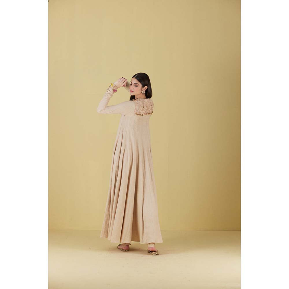 Inej Kurta Long Kali Beige with Pant (Set of 2)